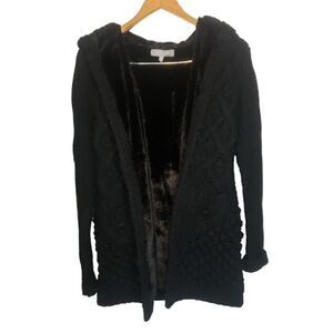 Miss Me Couture black knitted sweater hooded jacket women size medium
